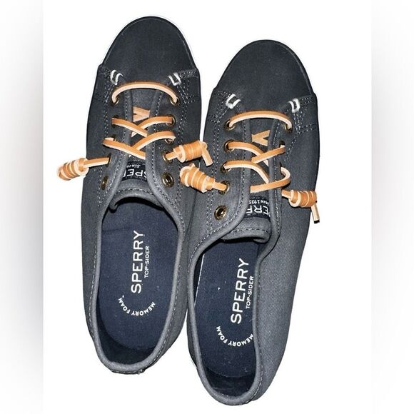 Sperry Top Sider Navy Blue Canvas Slip On Boat Shoe Loafer. Size 6.5 M - Picture 5 of 9